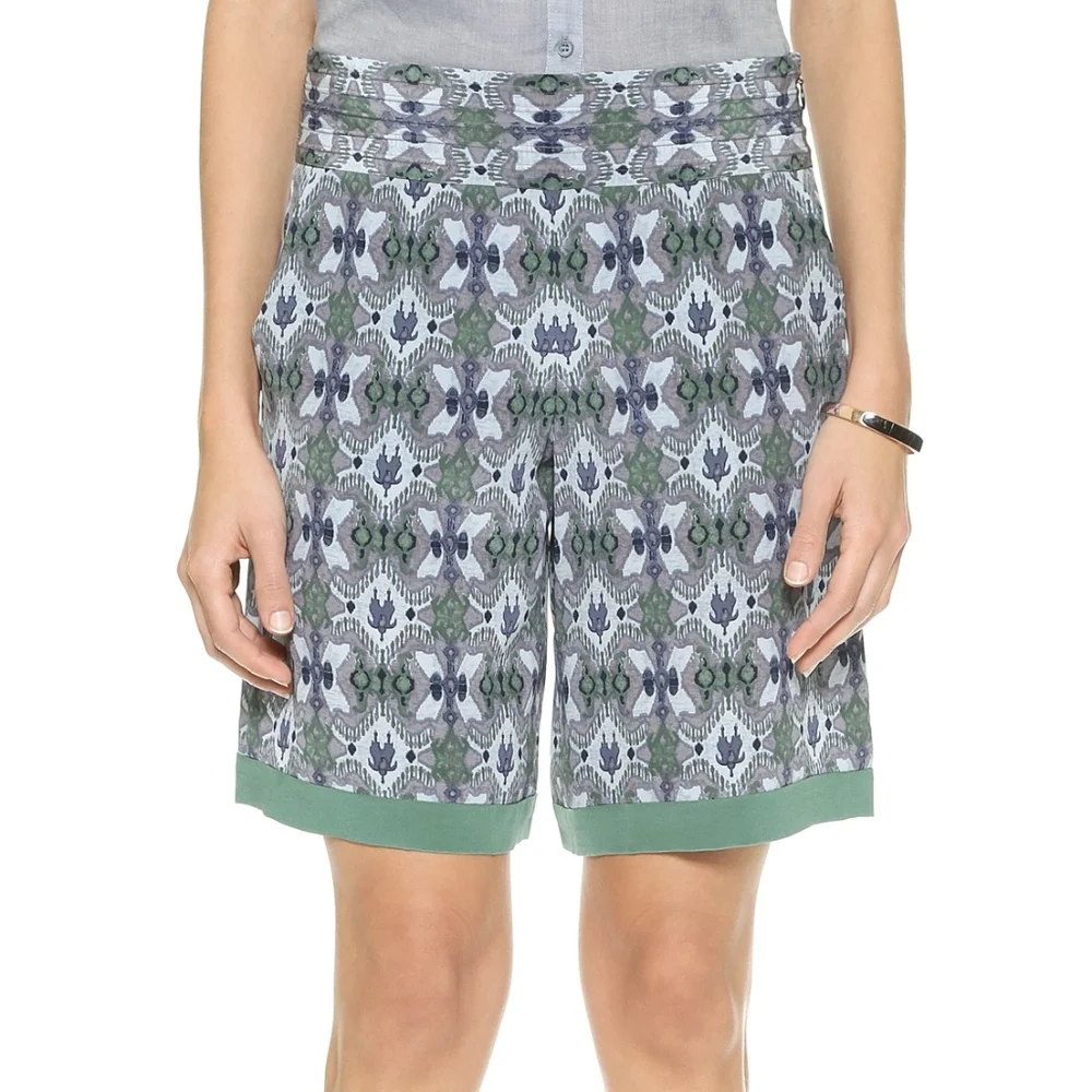 NWT Tory Burch Merin Print Silk Shorts in Bedford‎ Gray [SZ 0 ]